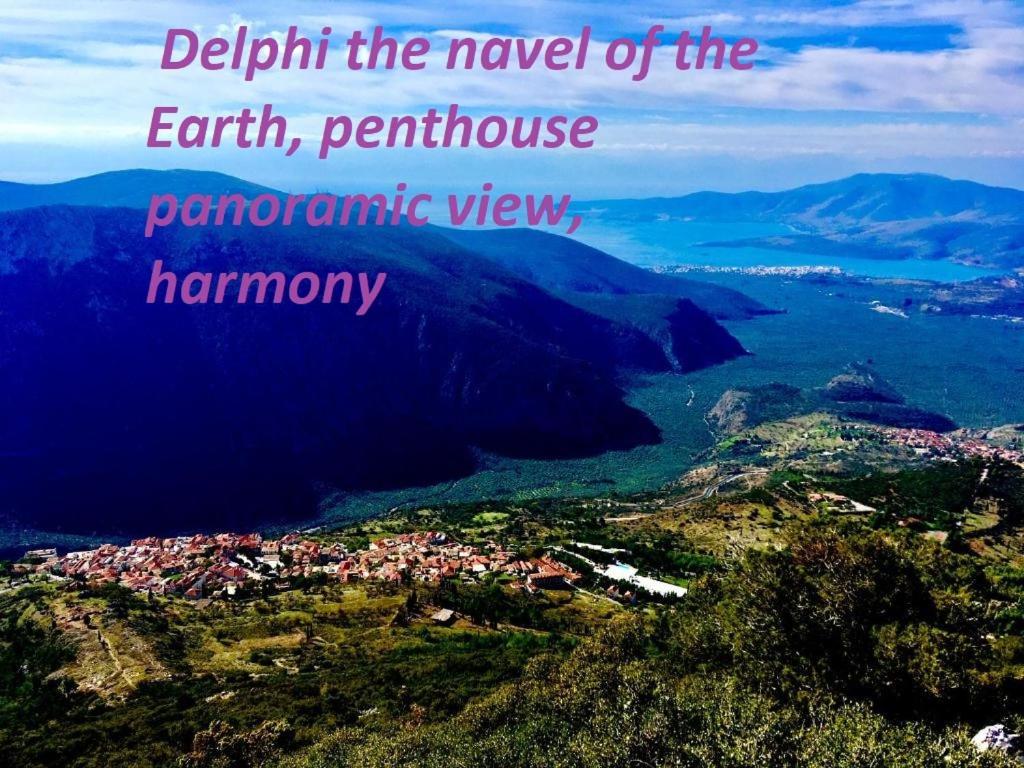 Delphi Celebrity V I P The Navel Of The Earth, Center-Delphi-Penthouse Galaxy&Sky Panoramic View, Harmony&Yoga Lejlighed Eksteriør billede